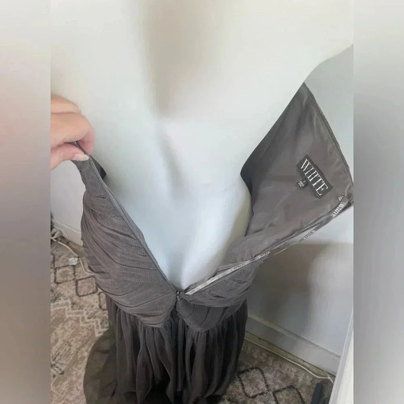 NWT White‎ by Vera Wang Gown Charcoal Fit & Flare Bodycon Bridesmaid Prom Formal - Picture 7 of 13